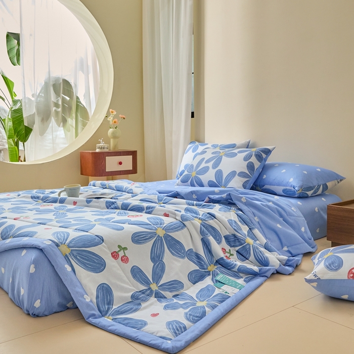 91家纺网 家纺一手货源 找家纺 珂博家纺2025新款亲肤全棉印花夏被 小情调