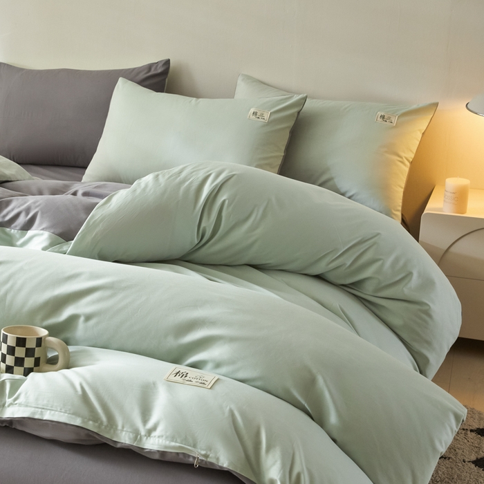 91家纺网 家纺一手货源 找家纺 （总）莱通家纺 2025新款纯色双拼四件套