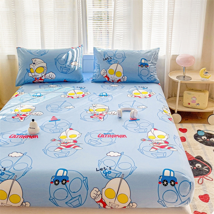 91家纺网 家纺一手货源 找家纺 名兮家居 2025新款正版授权经典奥特曼-三丽鸥全棉印花床笠 奥特兄弟