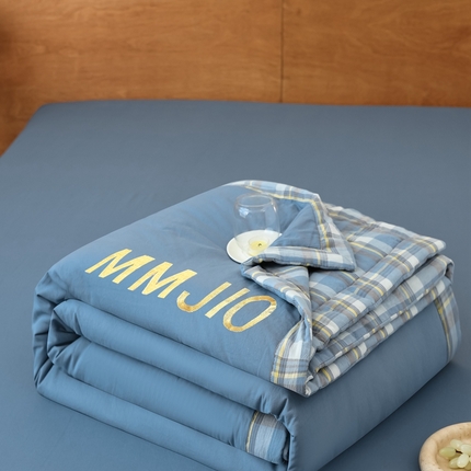 寐眠2025新款全棉水洗棉刺绣夏被【夏被四件套】 冰晶苍蓝