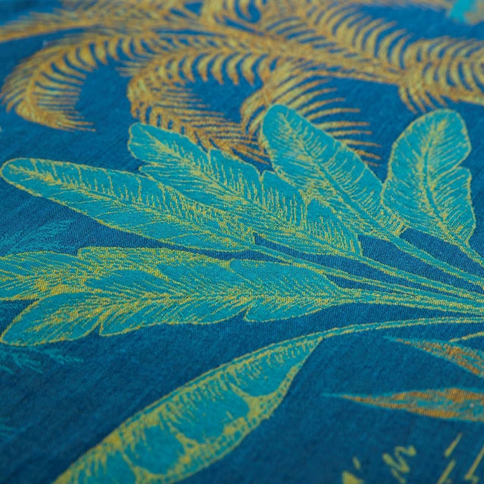 91家纺网 家纺一手货源 找家纺 双层纱家居 2025新款浅色系列双层纱四件套 奇幻丛林蓝