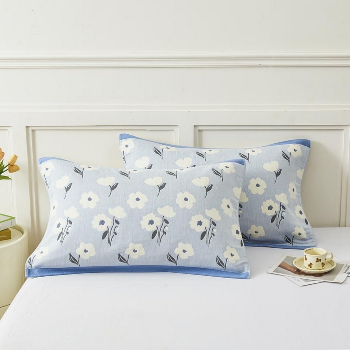 91家纺网 家纺一手货源 找家纺 2025新款纯棉加厚精梳棉纱布枕巾 夏至-浅蓝 52*78cm/对