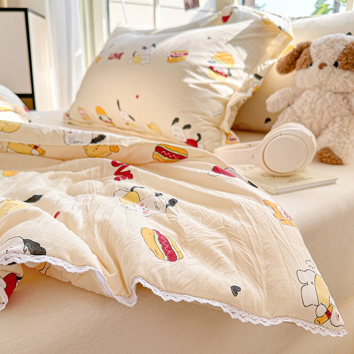 91家纺网 家纺一手货源 找家纺 创优  2025新款有氧双层纱小清新印花小花边夏被夏凉被可机洗空调被子被芯 豆包