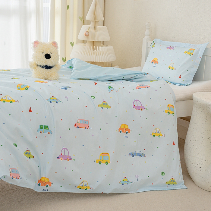 91家纺网 家纺一手货源 找家纺 良佐生活 2025新款高支高密全棉儿童被套 快乐巴士