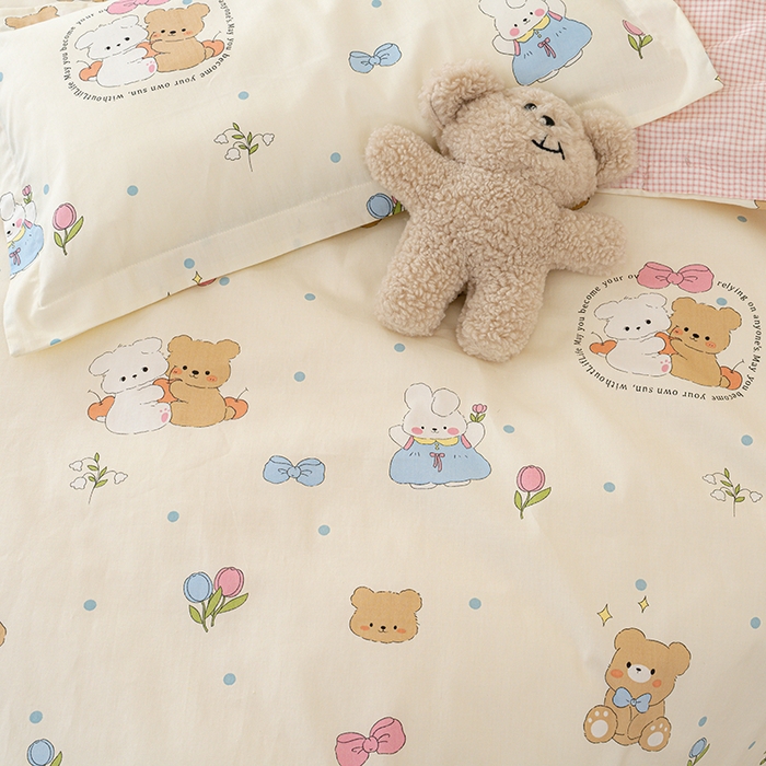 91家纺网 家纺一手货源 找家纺 良佐生活 2025新款高支高密全棉儿童被套 心心相印