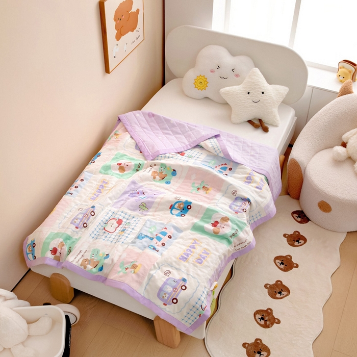 91家纺网 家纺一手货源 找家纺 梵赫   2025新款全棉卡通夏被 快乐旅行