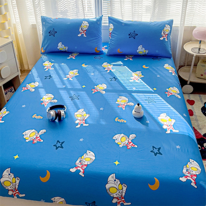 91家纺网 家纺一手货源 找家纺 名兮家居 2025新款正版授权经典奥特曼-三丽鸥全棉印花床笠 艾斯奥特曼