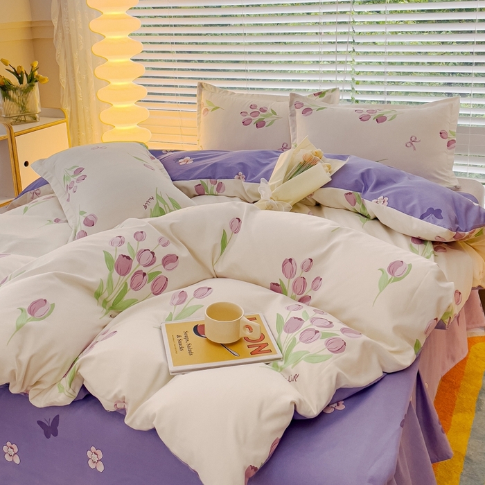 91家纺网 家纺一手货源 找家纺 2025新款亲肤磨毛四件套 时尚秀（兰）