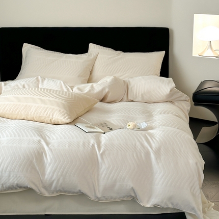 91家纺网 家纺一手货源 找家纺 （总）例外Home 2025新款全棉提花四件套-鱼骨纹