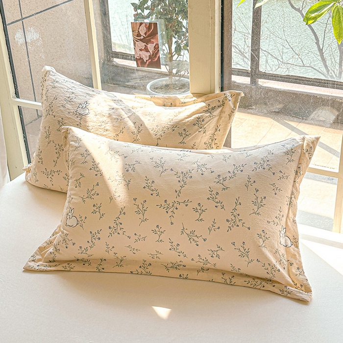 91家纺网 家纺一手货源 找家纺 创优  2025新款有氧双层纱小清新印花小花边夏被夏凉被可机洗空调被子被芯 森田野园