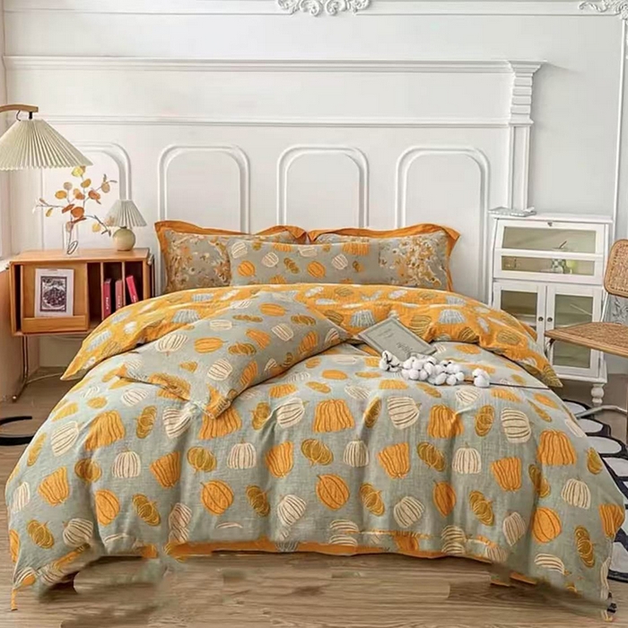 91家纺网 家纺一手货源 找家纺 禧多家纺 2025新款亲肤套件四件套 金瓜纳福