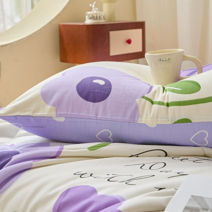 91家纺网 家纺一手货源 找家纺 珂博家纺2025新款亲肤全棉印花夏被 幽梦紫曦