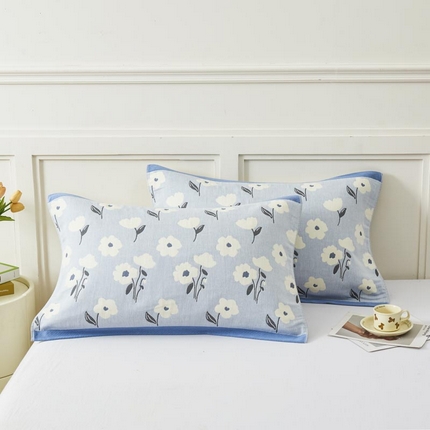 2025新款纯棉加厚精梳棉纱布枕巾 夏至-浅蓝 52*78cm/条