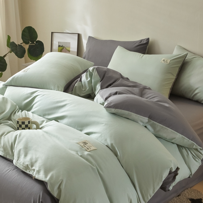 91家纺网 家纺一手货源 找家纺 （总）莱通家纺 2025新款纯色双拼四件套