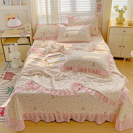 91家纺网 家纺一手货源 找家纺 （总）创爱家纺 2025新款凉感丝床盖款凉席夏被四件套