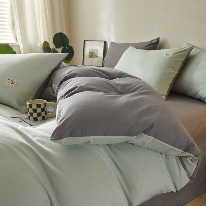 91家纺网 家纺一手货源 找家纺 （总）莱通家纺 2025新款纯色双拼四件套