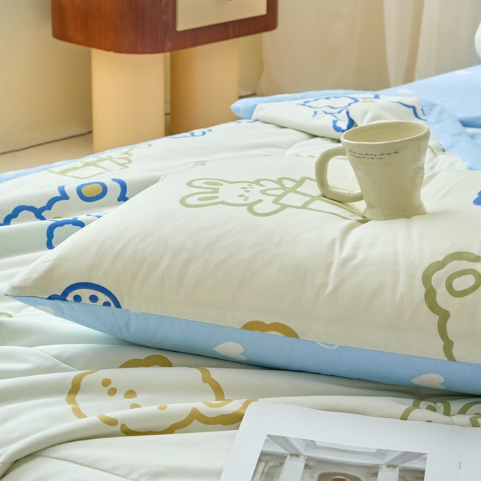 91家纺网 家纺一手货源 找家纺 珂博家纺2025新款亲肤全棉印花夏被 奶油布丁