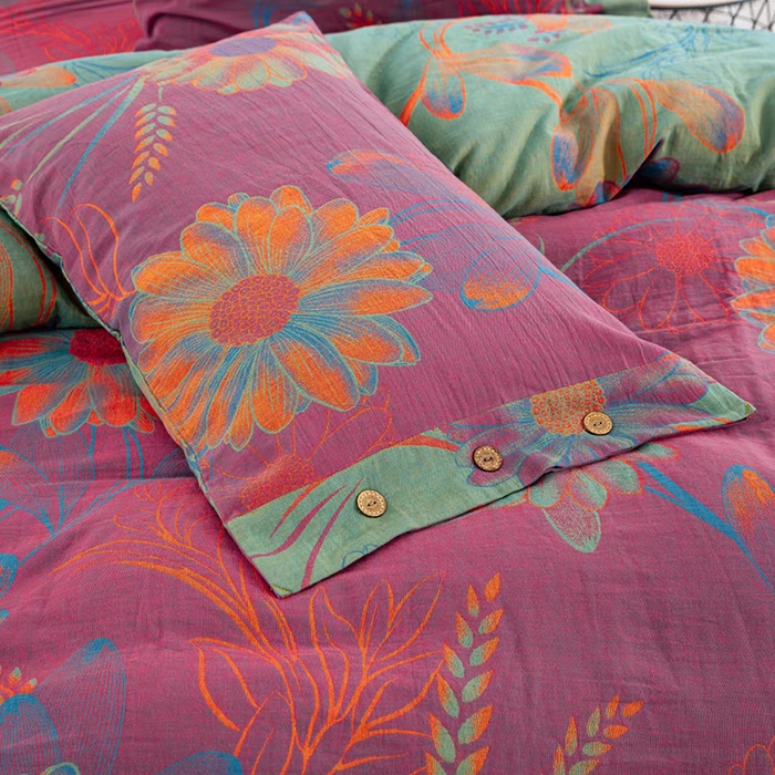 91家纺网 家纺一手货源 找家纺 双层纱家居 2025新款深色系列双层纱四件套 格林纳达酒红