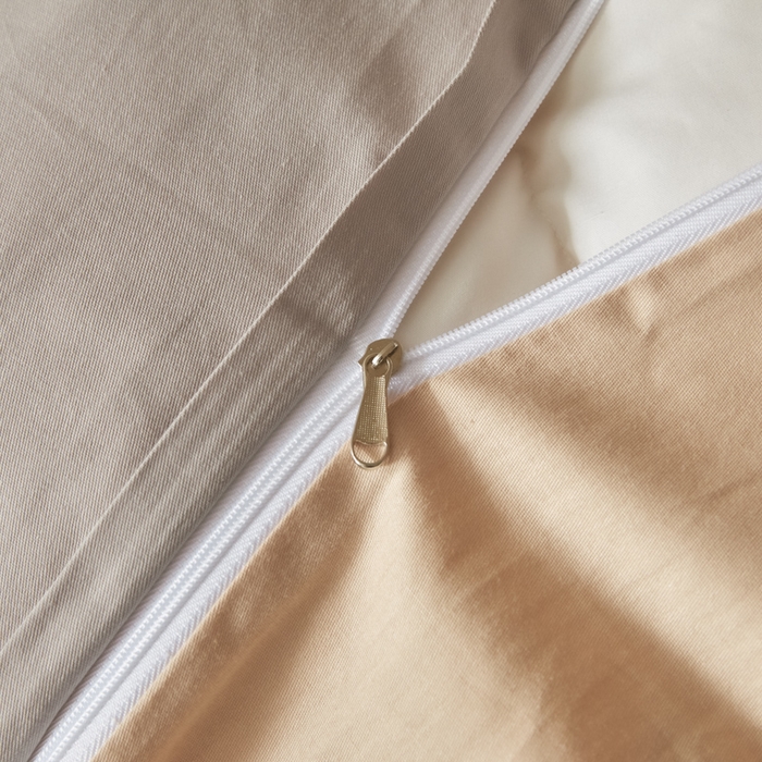 91家纺网 家纺一手货源 找家纺 莱通家纺 2025新款纯色双拼四件套 山灰+卡其