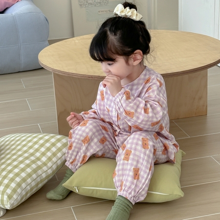 91家纺网 家纺一手货源 找家纺 （总）妍景家居生活馆 2025新款全棉纯棉儿童圆领家居服 