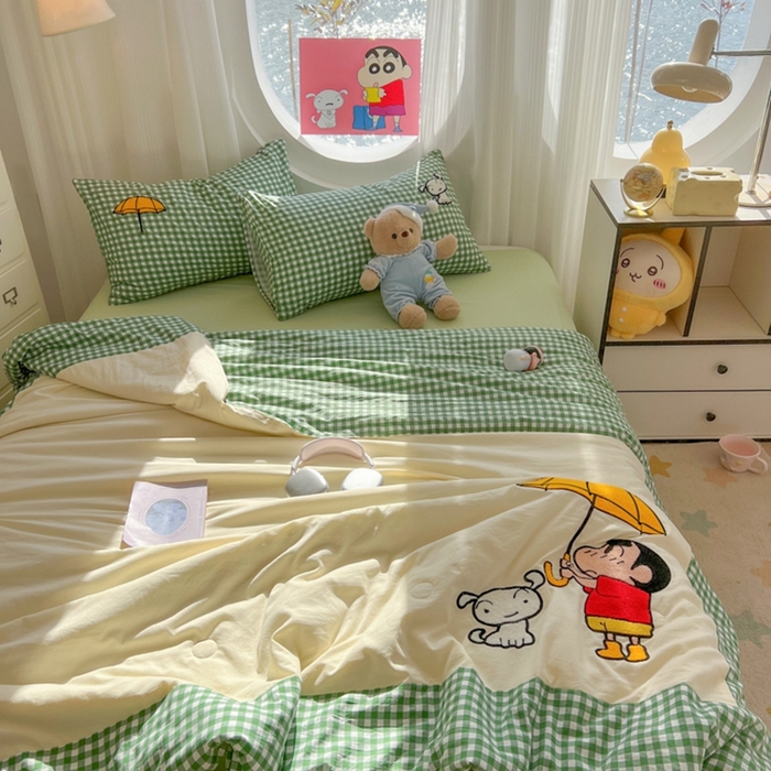 91家纺网 家纺一手货源 找家纺 （总）子钦2025春夏新款水洗棉云朵棉毛巾绣ins风单夏被夏被四件套