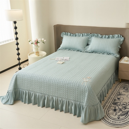 91家纺网 家纺一手货源 找家纺 恒爱 2025新款A类全棉纯棉多功能单床盖-一枝独秀 浅灰蓝