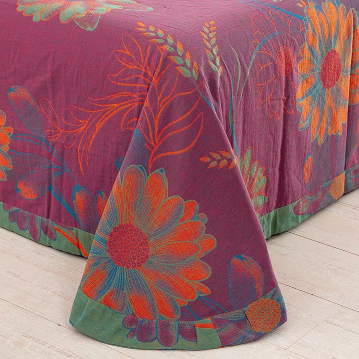 91家纺网 家纺一手货源 找家纺 双层纱家居 2025新款深色系列双层纱四件套 格林纳达酒红