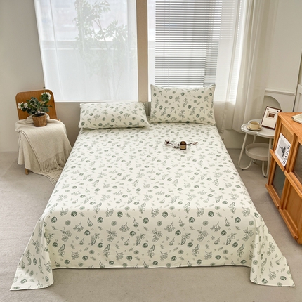 91家纺网 家纺一手货源 找家纺 （总）九沐良品 2025新款100%全棉纯棉老粗布花卉系列无印系列单品床单三件套(有版权)