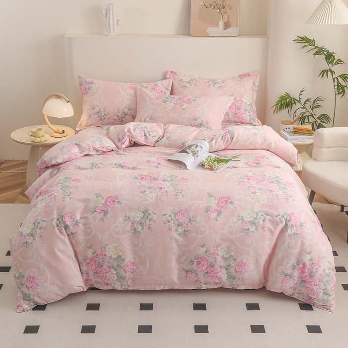 91家纺网 家纺一手货源 找家纺 圣锦 2025新款全棉四件套倾城花恋