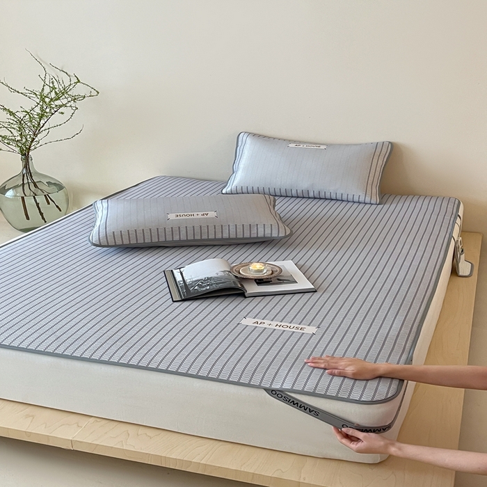 91家纺网 家纺一手货源 找家纺 （总）三味舒屋 2025新款时尚简约小年轻专属900D高端养生印花冰藤凉席