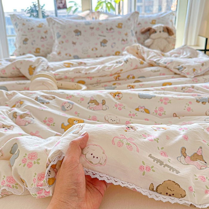 91家纺网 家纺一手货源 找家纺 创优  2025新款有氧双层纱小清新印花小花边夏被夏凉被可机洗空调被子被芯 童趣绘彩
