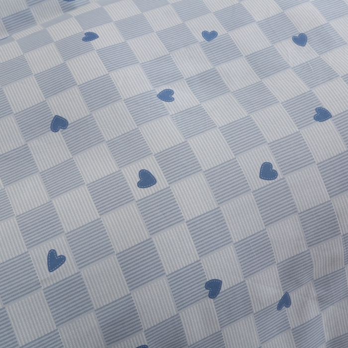 91家纺网 家纺一手货源 找家纺 圣锦家纺 2025新款全棉单被套满心欢喜-蓝