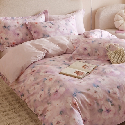 2025新款全棉纯棉【如梦令】红金裸盖棉四件套【标准号全网控价（折后券后）不低于199元】 紫丁香