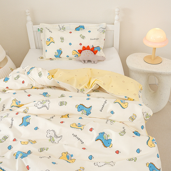 91家纺网 家纺一手货源 找家纺 良佐生活 2025新款高支高密全棉儿童被套 元气恐龙