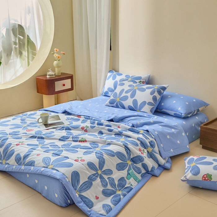 91家纺网 家纺一手货源 找家纺 珂博家纺2025新款亲肤全棉印花夏被 小情调