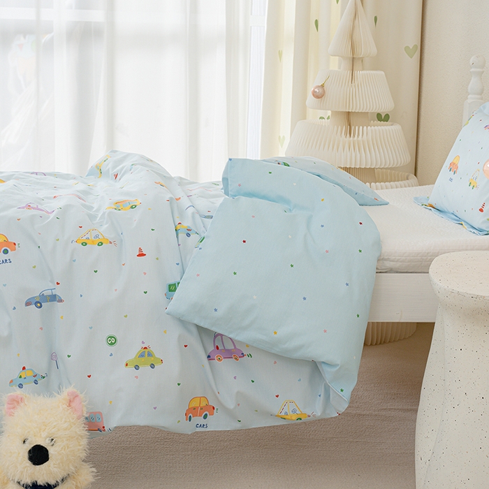 91家纺网 家纺一手货源 找家纺 良佐生活 2025新款高支高密全棉儿童被套 快乐巴士