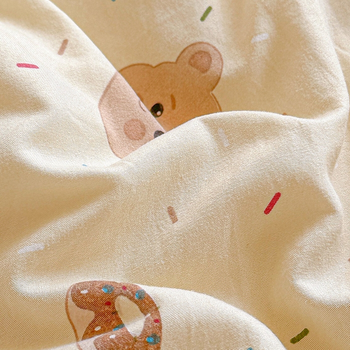 91家纺网 家纺一手货源 找家纺 创优  2025新款有氧双层纱小清新印花小花边夏被夏凉被可机洗空调被子被芯 黄油小熊