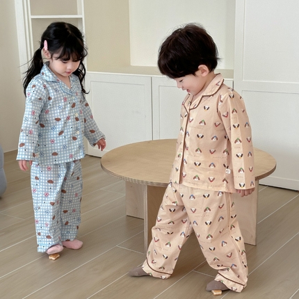 91家纺网 家纺一手货源 找家纺 （总）妍景家居生活馆 2025新款全棉纯棉儿童翻领家居服