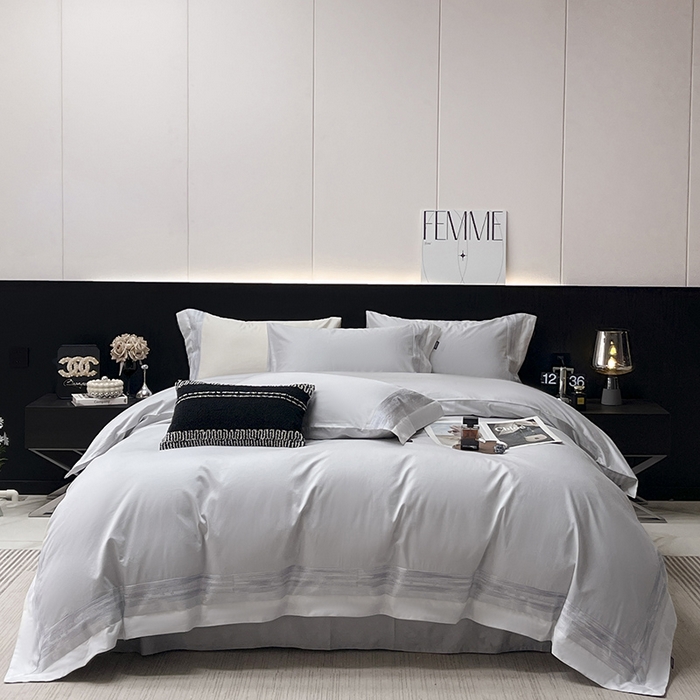 91家纺网 家纺一手货源 找家纺 直播爆款A类100支长绒棉夹棉床盖床笠四件套全棉纯棉床单加厚高端重工刺绣四季款床上用品 瑾雅-蔓帝灰