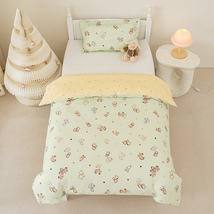 91家纺网 家纺一手货源 找家纺 良佐生活 2025新款高支高密全棉儿童被套 爱尼熊-粉