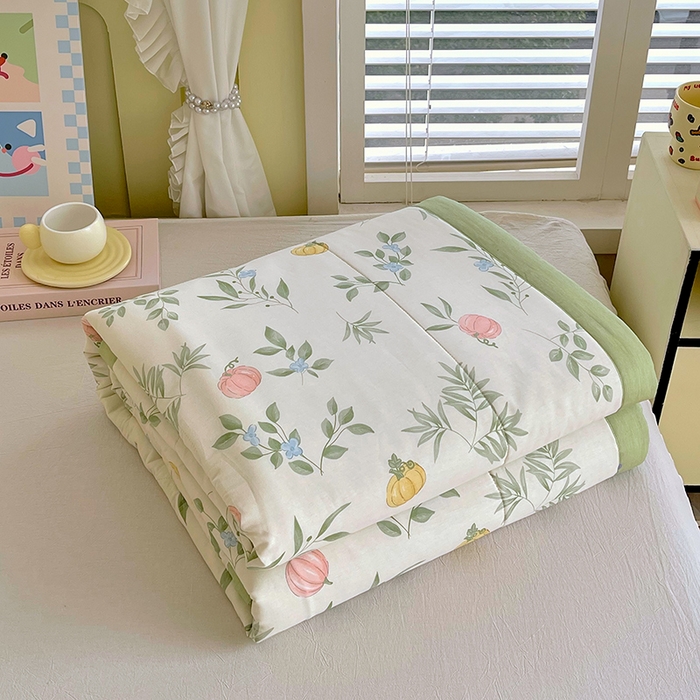 91家纺网 家纺一手货源 找家纺  2025新款A类全棉棉花夏被纯棉夏被 被子被芯 轻婉花语