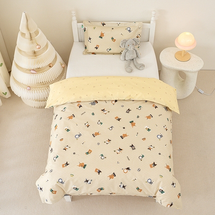 91家纺网 家纺一手货源 找家纺 良佐生活 2025新款高支高密全棉儿童被套 爱尼熊-粉