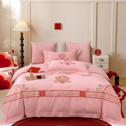 91家纺网 家纺一手货源 找家纺 （总）甜咪咪婚庆 2025新款婚庆结婚小清新四件套多件套新疆棉热卖爆款3.12