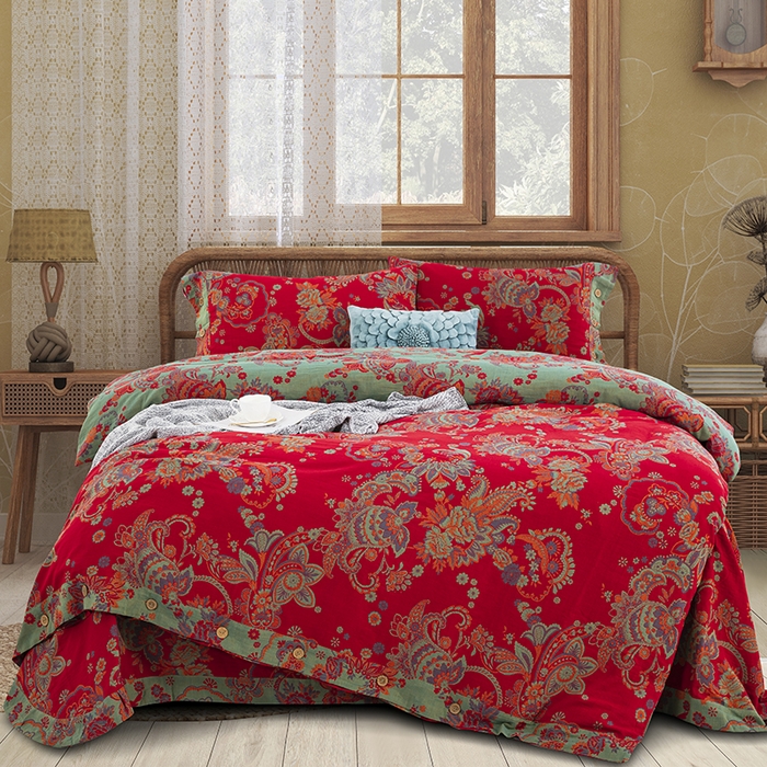 91家纺网 家纺一手货源 找家纺 双层纱家居 2025新款深色系列双层纱四件套 锦上添花