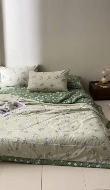 91家纺网 家纺一手货源 找家纺 珂博家纺2025新款亲肤全棉印花夏被 花香雪