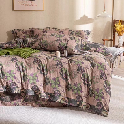 91家纺网 家纺一手货源 找家纺 （总）双层纱家居 2025新款浅色系列双层纱四件套