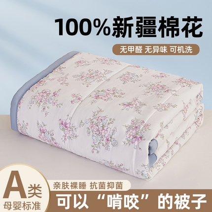 2025新款水洗棉印花棉花被被子被芯 风信子