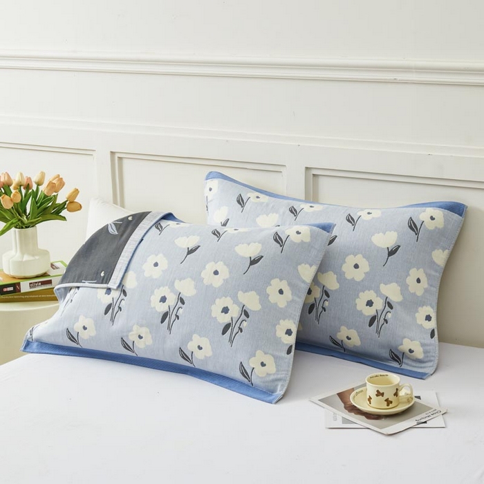 91家纺网 家纺一手货源 找家纺 2025新款纯棉加厚精梳棉纱布枕巾 夏至-浅蓝 52*78cm/对