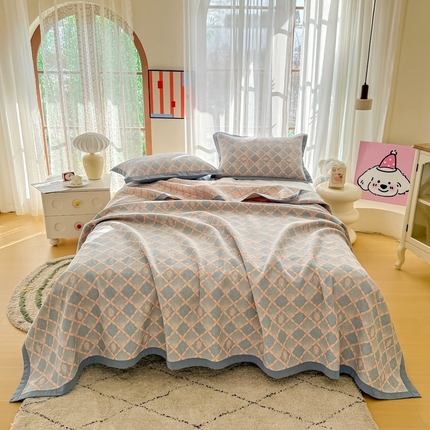 91家纺网 家纺一手货源 找家纺 （总）棠薇家纺2025新款简约风多功能纱布盖毯纱布毯子毛巾被床盖沙发巾单毯枕巾枕套三件套