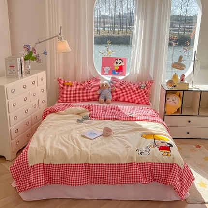 91家纺网 家纺一手货源 找家纺 （总）子钦2025春夏新款水洗棉云朵棉毛巾绣ins风单夏被夏被四件套